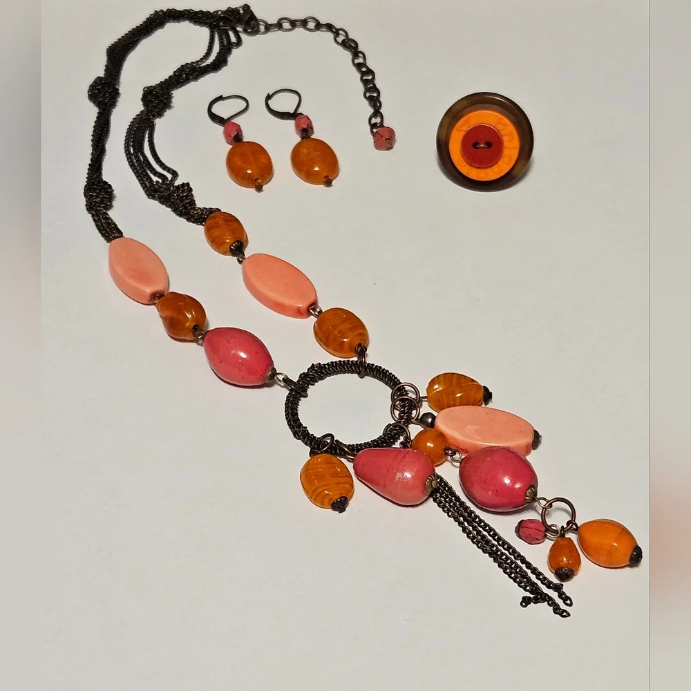 Pink/Orange Necklace Set - Picture 2 of 8
